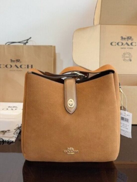 Coach Handbags - 🥕🥕🥕COACH Hadley Convertible Crossbody Bag Suede Brown CW004 New